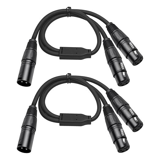 2 Pack XLR Splitter Cable, 1 Maleto 2 Female, 1.5FT Stereo Mic to L&R Audio by SZLliyxs
