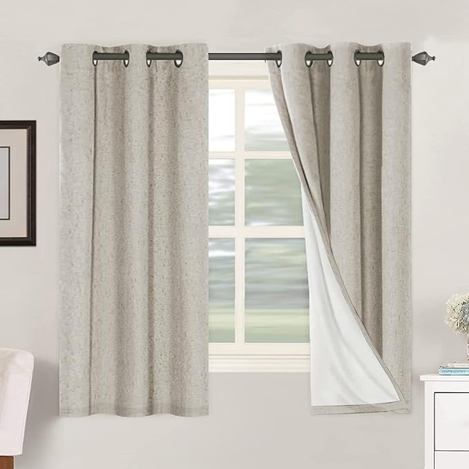 H.VERSAILTEX Primitive Linen Curtains 100% Blackout Curtain Drapes Burlap by HVERSAILTEX