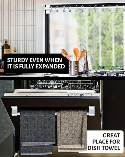 Magnetic Curtain Rod, Adjustable Magnetic Curtain Rod - White - 1 Pack | Adjustable Length 14" to 28", Easy Installation, No Drill Curtain Rod, Multi Use - For Metal Doors, Windows & Appliances