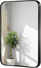 24x32 Inch Black Wall Mirror for Bathroom, Brushed Metal Framed Mirror by JENBELY