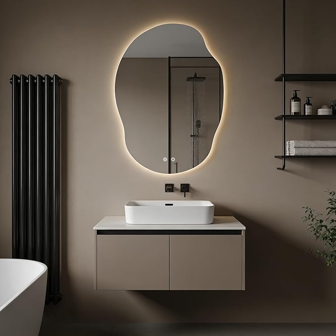 LED Bathroom Mirror with Lights, Asymmetrical Irregular Backlit Vanity Mirror - Image 2