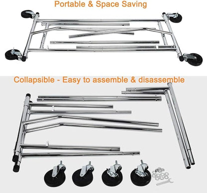 HOKEEPER Clothes Rack with Lockable Wheels Height Adjustable Clothing Rack - Image 4