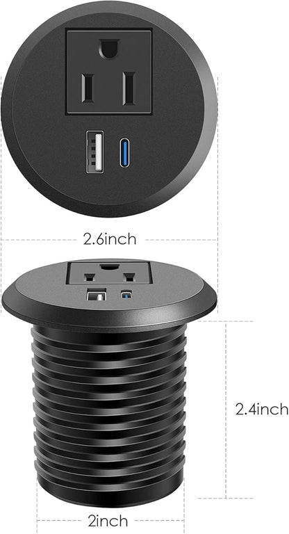 Desktop Power Grommet, 2 inch, USB C PD 20W Fast Charging Station, Desk Hole - Image 6