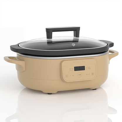 6 Quart Programmable Slow Cooker Removable Healthy Nonstick Pot by INDY+VAC