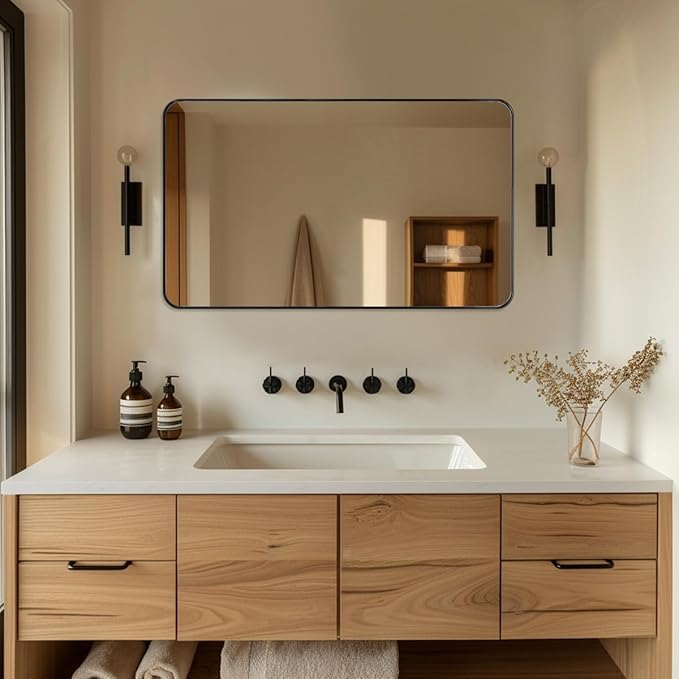 ANDY STAR 30”x48” Black Bathroom Mirror, Wall Mirror - Image 9