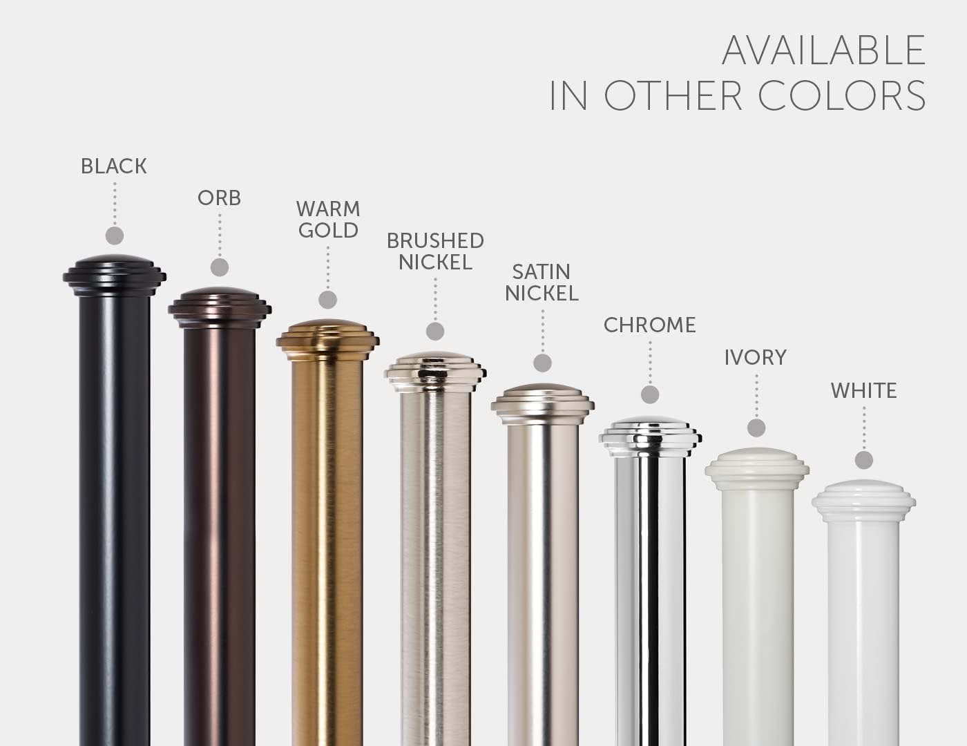 Ivilon Window Curtain Rod Decorative End Cap Design, 1 Inch Rod, 48 to 86 Inch. Chrome