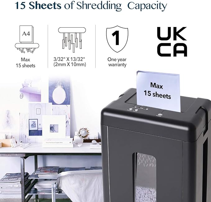 WOLVERINE 15-Sheet Super Micro Cut High Security Level P-5 Heavy Duty - Image 6
