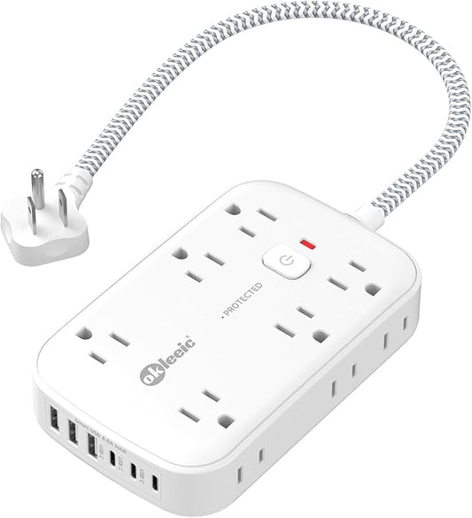 Flat Outlet Extender with 12 Inch Cord, Surge Protector Flat Plug Extension by okleeic