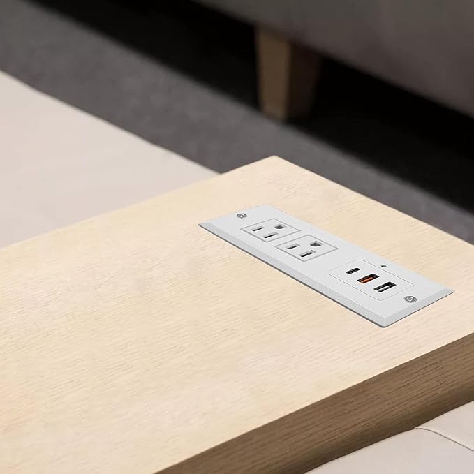 20W Recessed Power Strip USB C Fast Charge Desk Power Outlet Type C Flush - Image 6