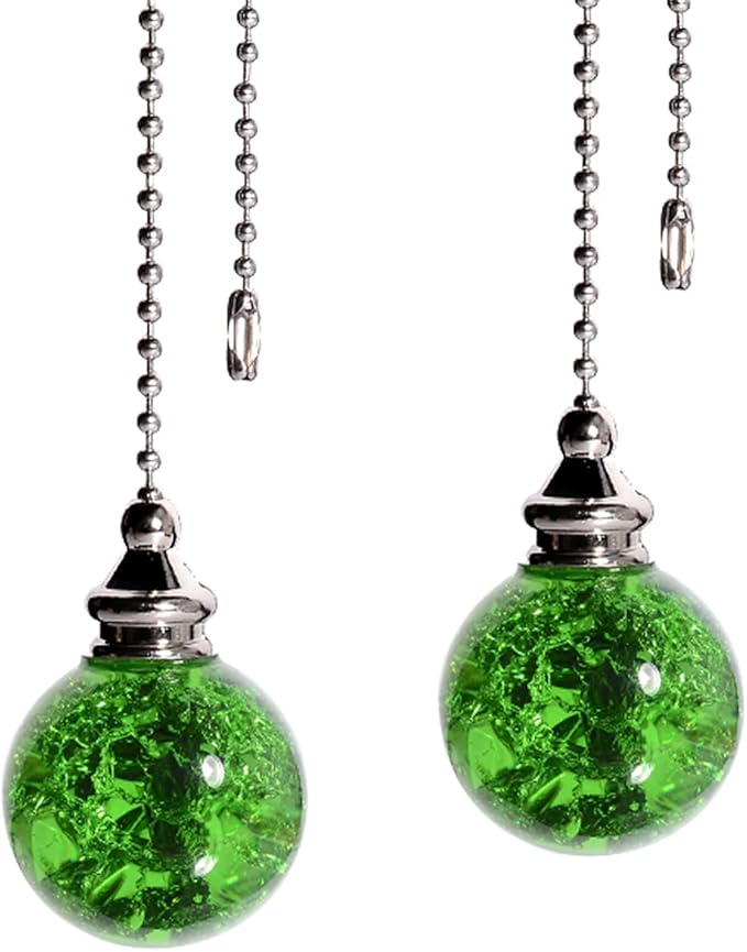 2PCS Green Pull Chain Crystal Glass Ice Cracked Ball Pull Chain by LONGSHENG-SINCE2001-