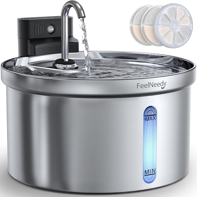 Wireless Cat Water Fountain FEELNEEDY Stainless Steel Automatic Pet Water by FEELNEEDY