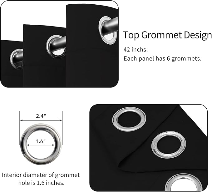 Easy-Going Blackout Curtains for Bedroom, Solid Thermal Insulated Grommet and - Image 4