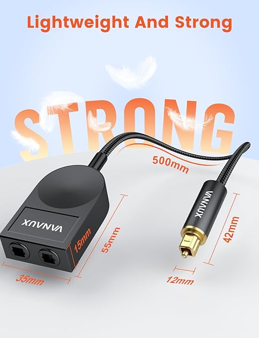 VANAUX Optical Audio Splitter 1 in 2 Out, SPDIF Toslink Digital Optical Audio - Image 7