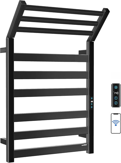 Towel Warmer Rack with WiFi, 6 Bars Large Towel Racks with Temperature & Timing by AQUATREND