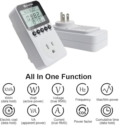 KETOTEK Watt Meter Power Meter Plug Electricity Usage Monitor - Image 2