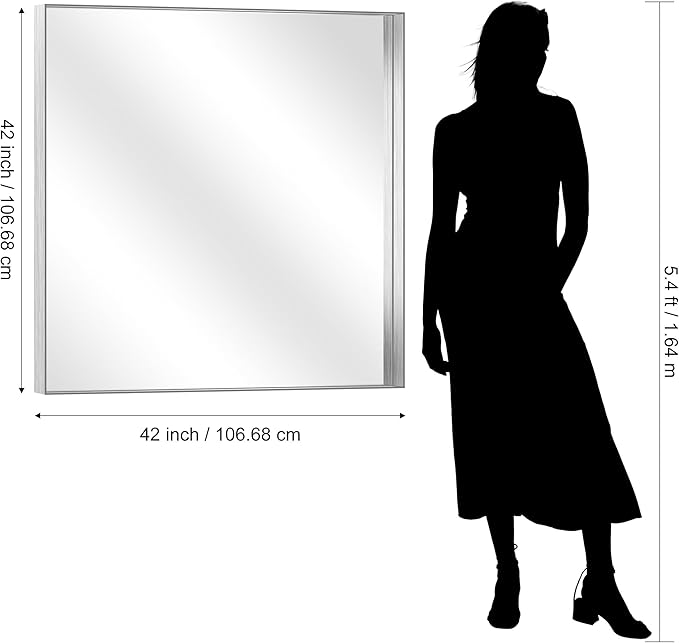 CIRCUMI Silver Bathroom Mirror, Brushed Finish, Tempered Glass, Mirror - Image 7