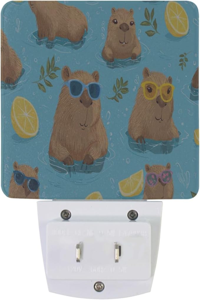 Pigsaly Led Night Light Cute Capybara Lemon Night Light Plug in Wall Lamp Smart - Image 2