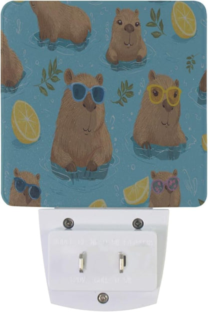 Pigsaly Led Night Light Cute Capybara Lemon Night Light Plug in Wall Lamp Smart - Image 2