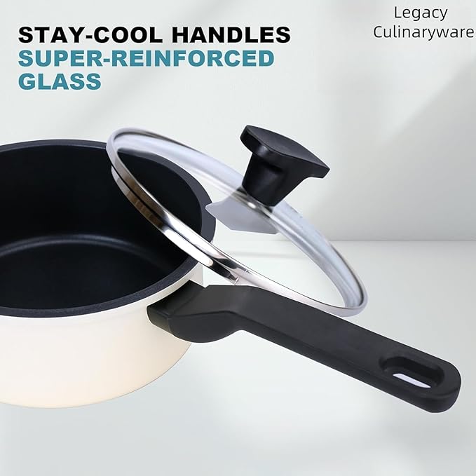 Nonstick Sauce Pan with Lid, 1.5QT small pot, PFOA Free, Kitchen Pots Induction - Image 5