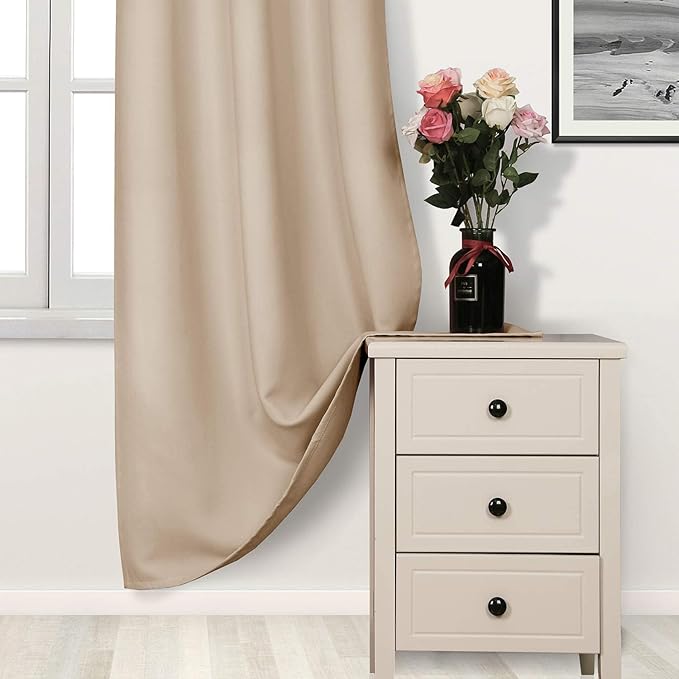 DWCN Blackout Curtains 60 Inch Wide, Room Darkening Thermal Insulated Grommet - Image 2