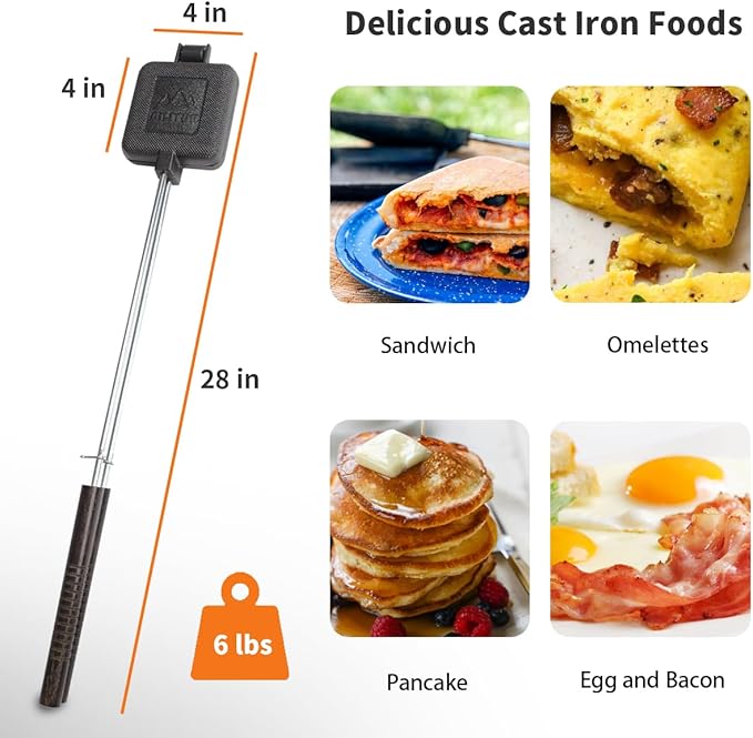 Cast Iron Camp Pie Cooker, Campfire Sandwich Maker - Image 2