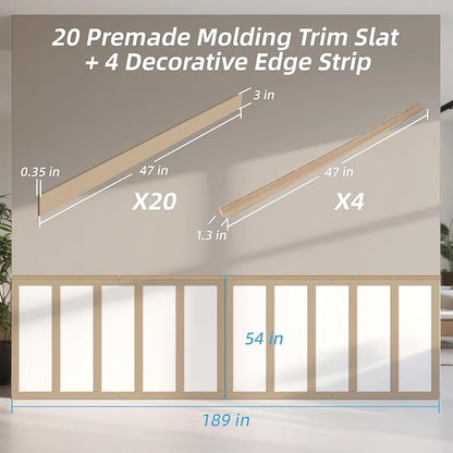 Art3d Premade Board and Batten Paintable Wainscoting Kit, MDF Accent Wall Panel - Image 6