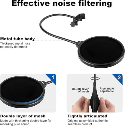 Aokeo Professional Microphone Pop Filter Mask Shield - Image 4