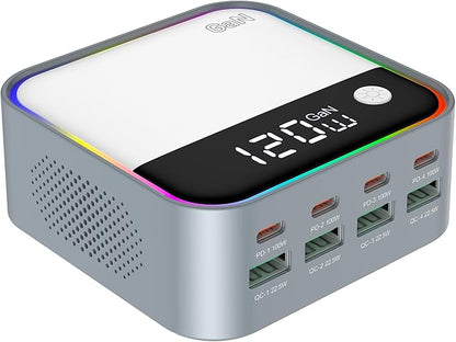 8-Port USB C Charging Station 120W, GaN Fast Charger Block by FUHAOXUAN
