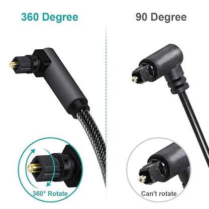 EMK 90 Degree Toslink Optical Cable 360 Degree Free-Rotating Plug Fiber Optic - Image 5