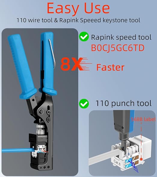 Rapink RJ45 Keystone Jack Cat6 10G Support, Keystone Jacks UTP 25 Pack - Image 4