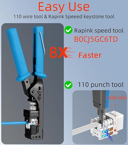 Rapink RJ45 Keystone Jack Cat6 10G Support, Keystone Jacks UTP 10 Pack - Image 4