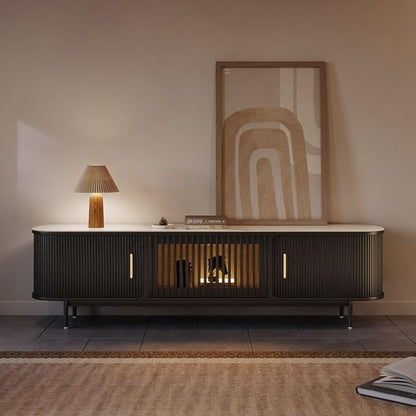 POVISON Fully-Assembled Mid Century Modern Black TV Stand - Image 2