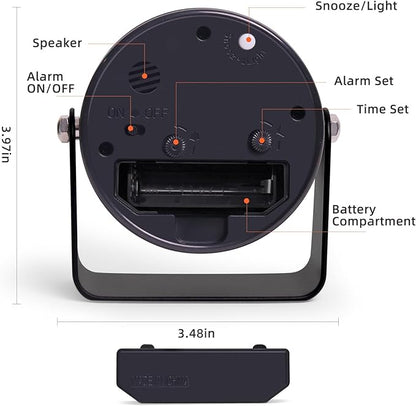 TIMESS Analog Alarm Clock, Silent Non-Ticking Quartz Movement, Battery-Operated - Image 3