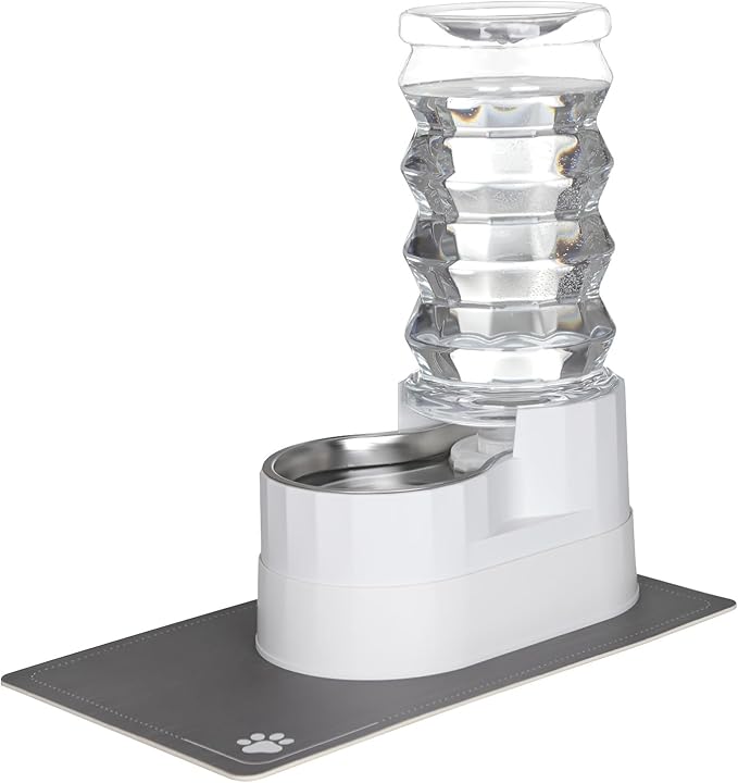 RIZZARI Large Water Dispenser for Dogs: 8L Gravity White Automatic Stainless by RIZZARI