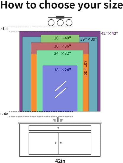 Black Bathroom Mirror for Wall, 24x32 Inch Rectangle Mirror - Image 8