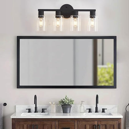 4 Light Bathroom Vanity Light, Matte Black Bathroom Light Fixtures - Image 2