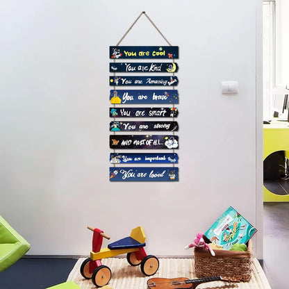 JEVUVU Outer Space Room Decor for Teen Boys Aesthetic, Cool Bedroom Wall Decor for Baby Boy, Navy Blue Kids Wall Art Signs, Fun Stuff Black Decorations for Nursery Bed Room Dorm Classroom Bathroom