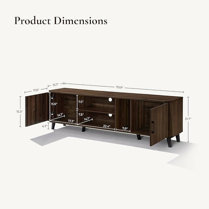 LuxenHome 70 Inch TV Stand, Mid Century Modern TV Stands - Image 2