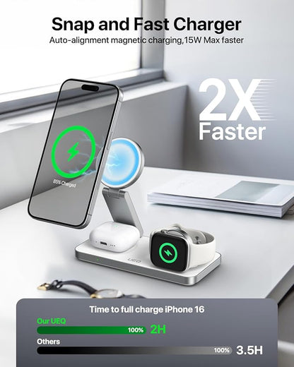 UEQ Foldable 3 in 1 Wireless Charging Station - Image 2