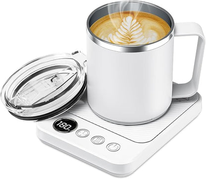 Coffee Mug Warmer & Mug Set for Desk, Smart Coffee Cup Warmer by MakeYourLifeEasier