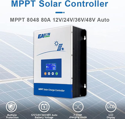 POWLAND 80A MPPT Solar Charge Controller, 12V/24V/36V/48V Auto, Max Input 150V - Image 2