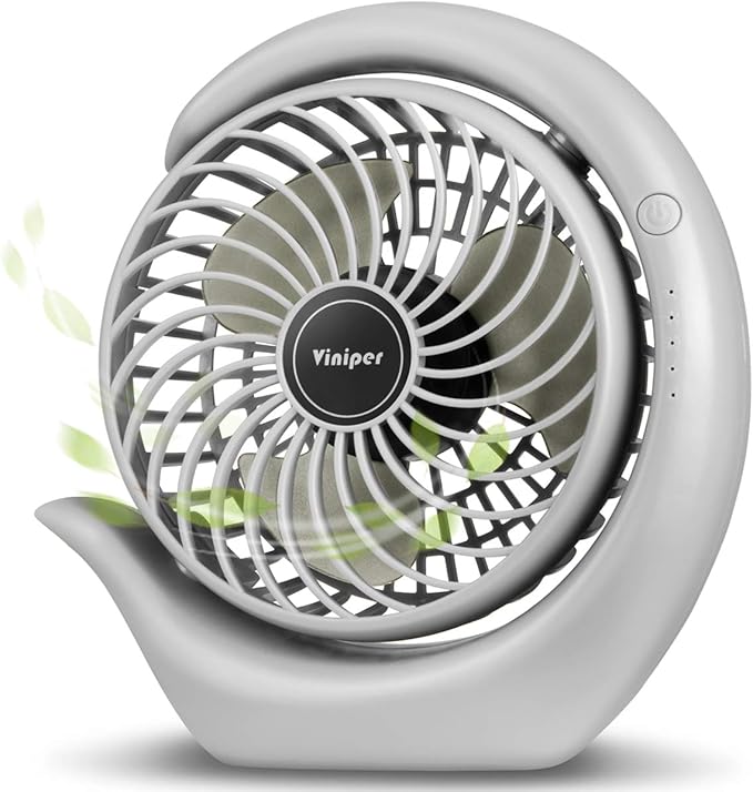 Viniper Portable Rechargeable Fan, Small Desk Fan : 3 Speeds & about 8-24 Hours - Image 5