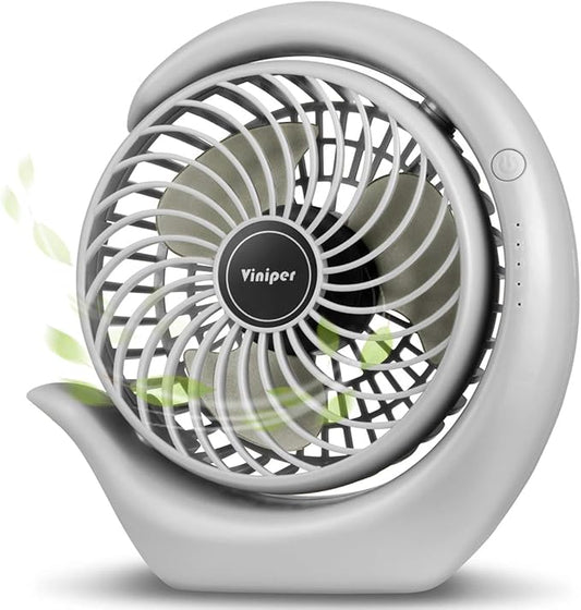 Viniper Portable Rechargeable Fan, Small Desk Fan : 3 Speeds & about 8-24 Hours by ViniperUSA