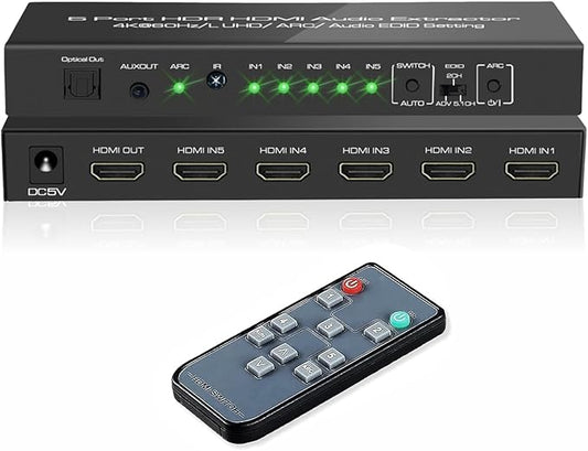 iArkPower 5 in 1 Out 4K@60Hz HDMI Switch Audio Extractor by iArkPower