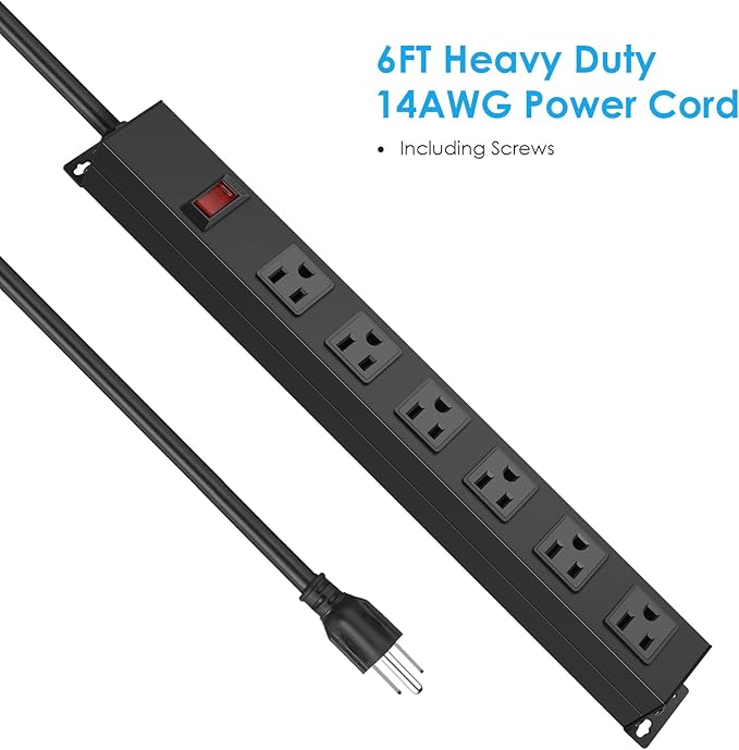 2Pack Metal Wall Mount Power Strip, Mountable Power Outlet - Image 3