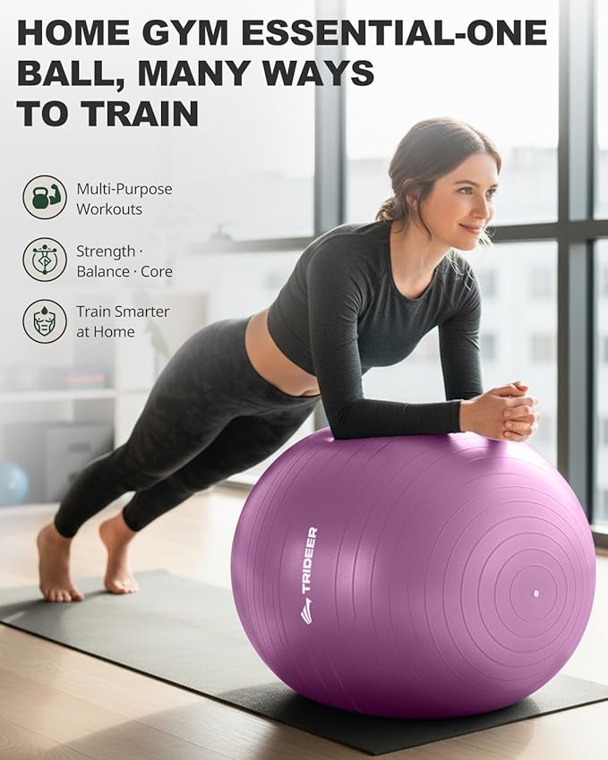 Trideer Exercise Ball for Yoga, Pilates & Fitness – Stability Ball Equipment - Image 3