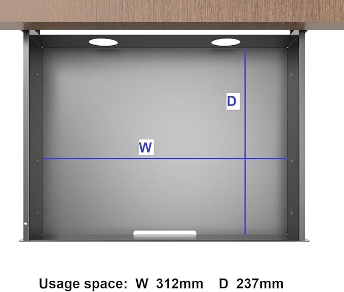 Under Desk Mounted Slide out Drawer, W 13.4" x D 9.3" Storage Organizer - Image 4