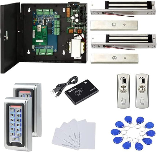 MENGQI-CONTROL Waterproof Metal Keypad Reader TCP/IP 2 Doors Access Control Kit by MENGQI-CONTROL