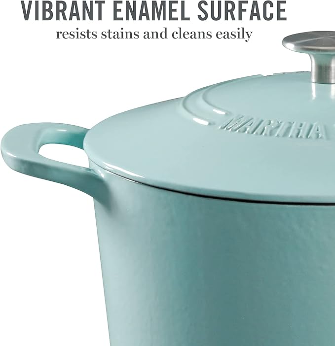 MARTHA STEWART Gatwick 7-Quart Enamel Cast Iron Dutch Oven – Martha Blue – - Image 3
