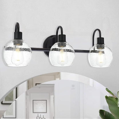 WINSHEN Modern 3-Lights Black Vanity Light Fixtures Farmhouse Metal Bathroom - Image 2